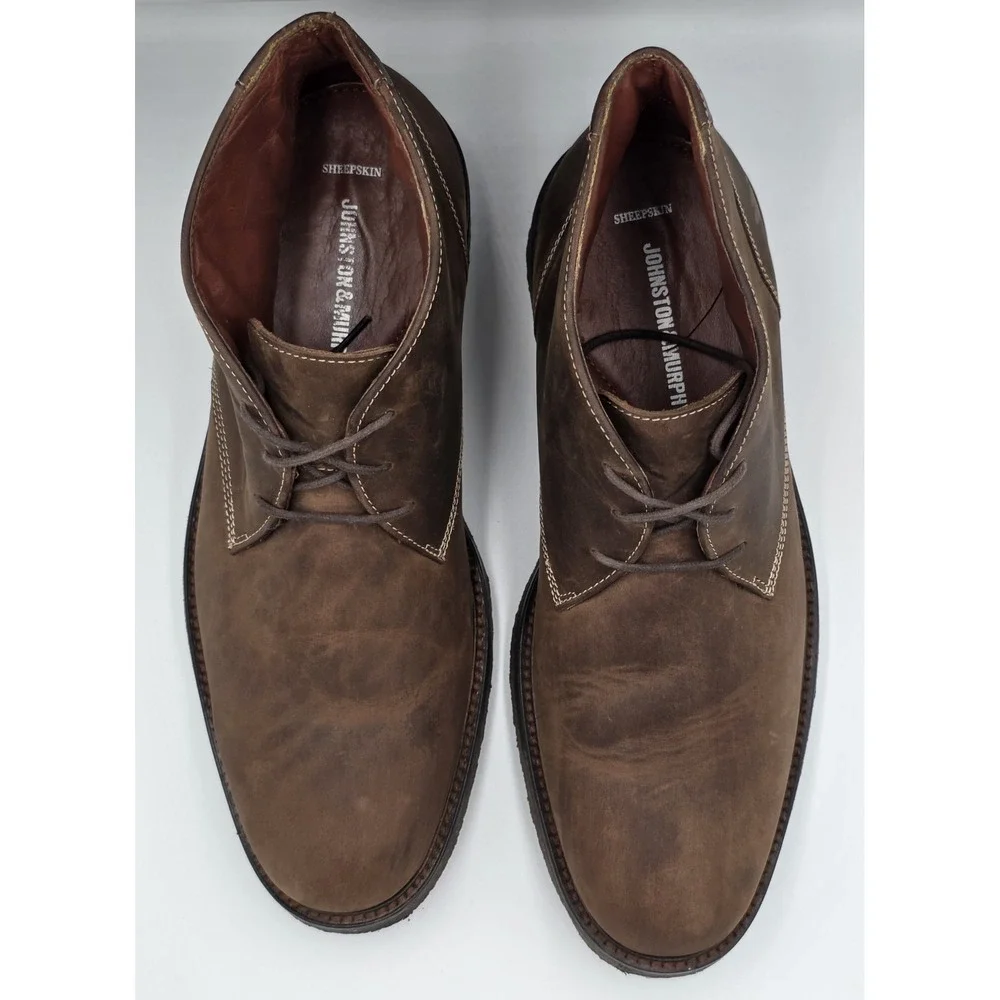 Johnston Murphy Copel Chukka Mens 10M Tan Brown Leather Memory Foam Ankle Boots